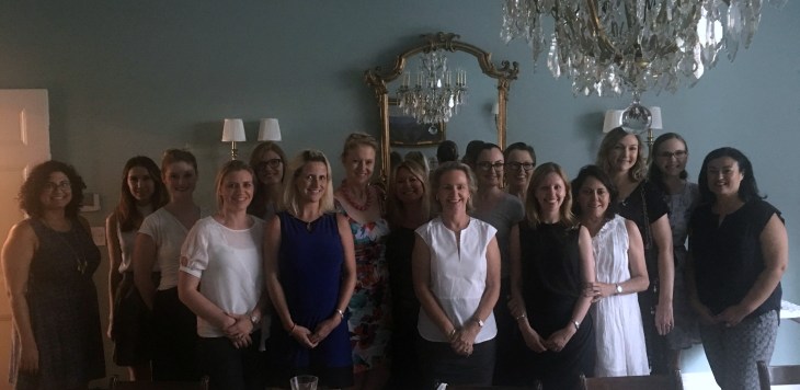 Patron of the AWNY committee, Kerry Minchin (center in white) with the AWNY committee members.