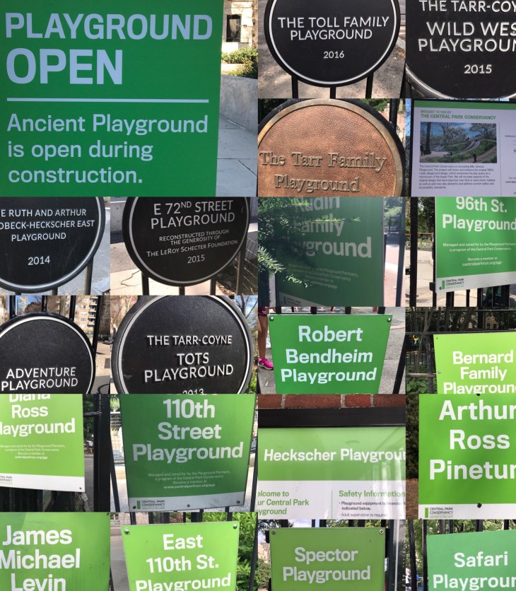 Playground signs at Central Park New York City