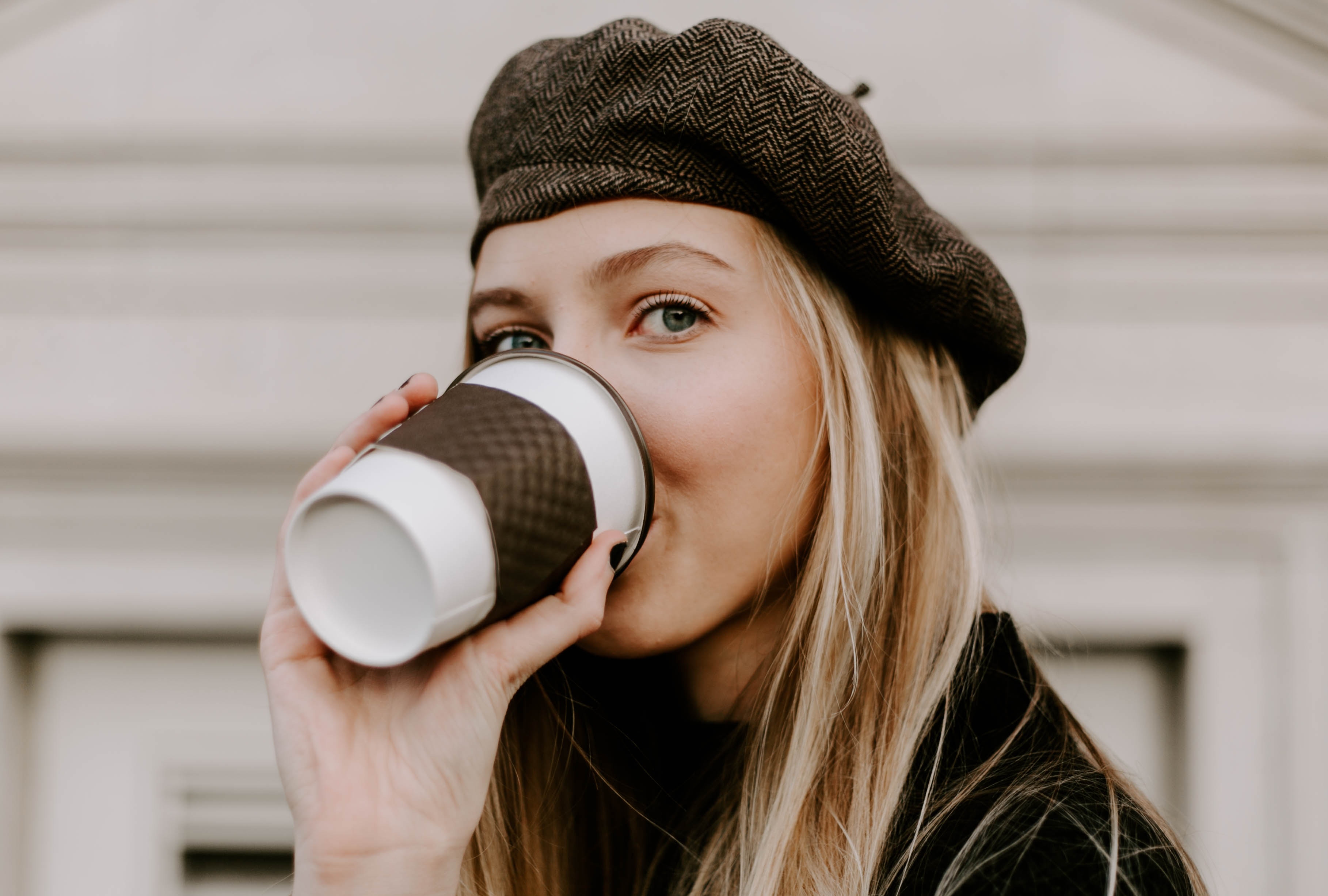 woman drinking coffee