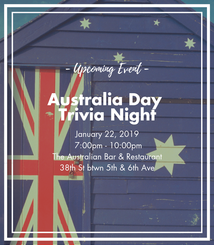 Australian flag beach house for trivia night in NYC