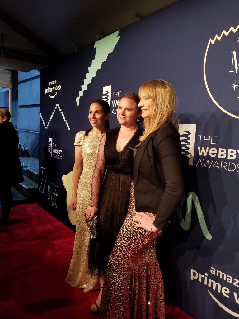 Emma Cillekens attending the Webby Awards in 2019 in New York City with her team at The Wall Street Journal. Their podcast The Future of Everything won a Webby for best in technology.